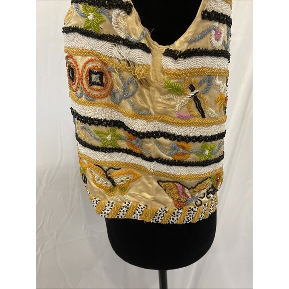 Vintage JO-RO IMPORTS Blouse Heavy Iridescent Beads 50s 60s Butterfly floral 12 - Picture 16 of 16
